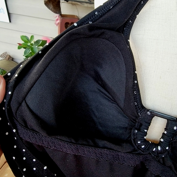 SPEEDO ♡ Sweet 1pc Black 'n White Polka Dot Low V Padded Bralette Swimsuit 10 - Picture 15 of 16